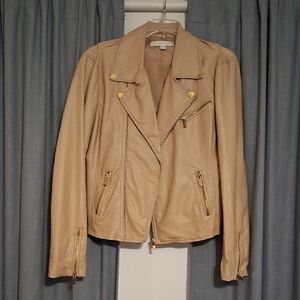 New York & Company Tan Vegan Leather Jacket